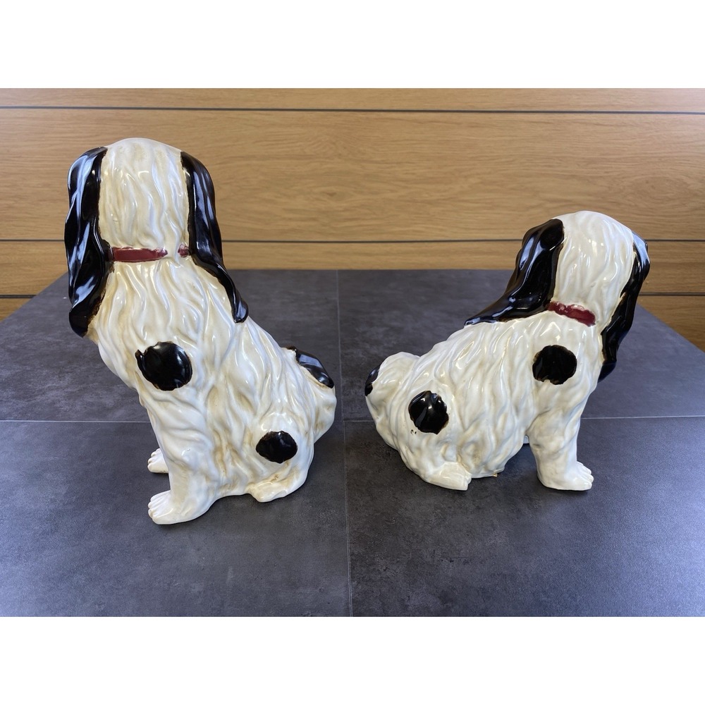 VTG Staffordshire Style Pair of King Charles Spaniels Ceramic‎ Dogs - Picture 2 of 9